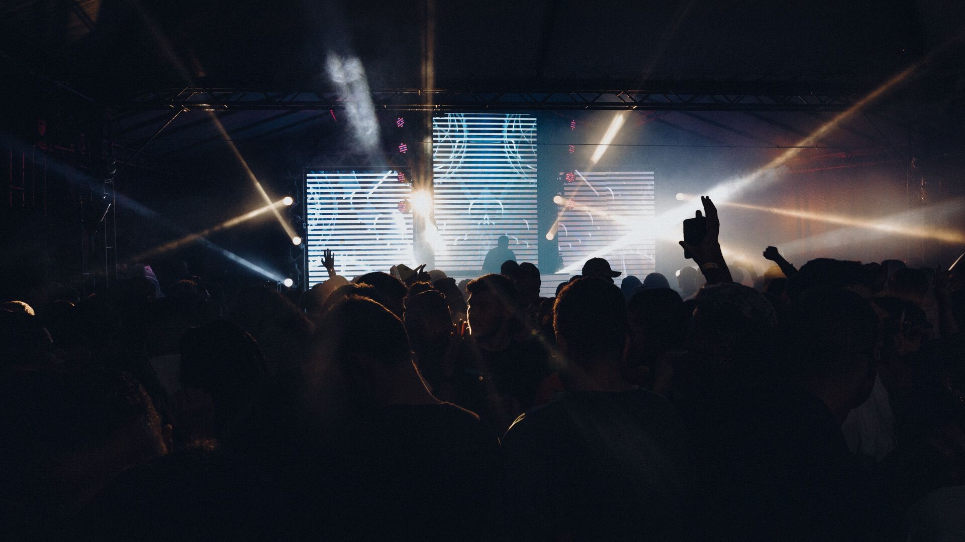 Crowd enjoying a live DJ event
